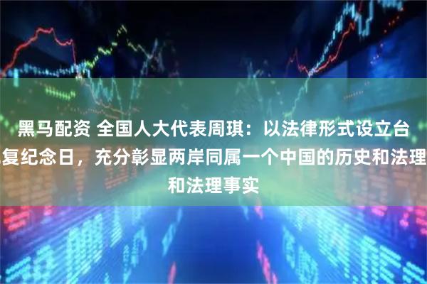 黑马配资 全国人大代表周琪：以法律形式设立台湾光复纪念日，充分彰显两岸同属一个中国的历史和法理事实
